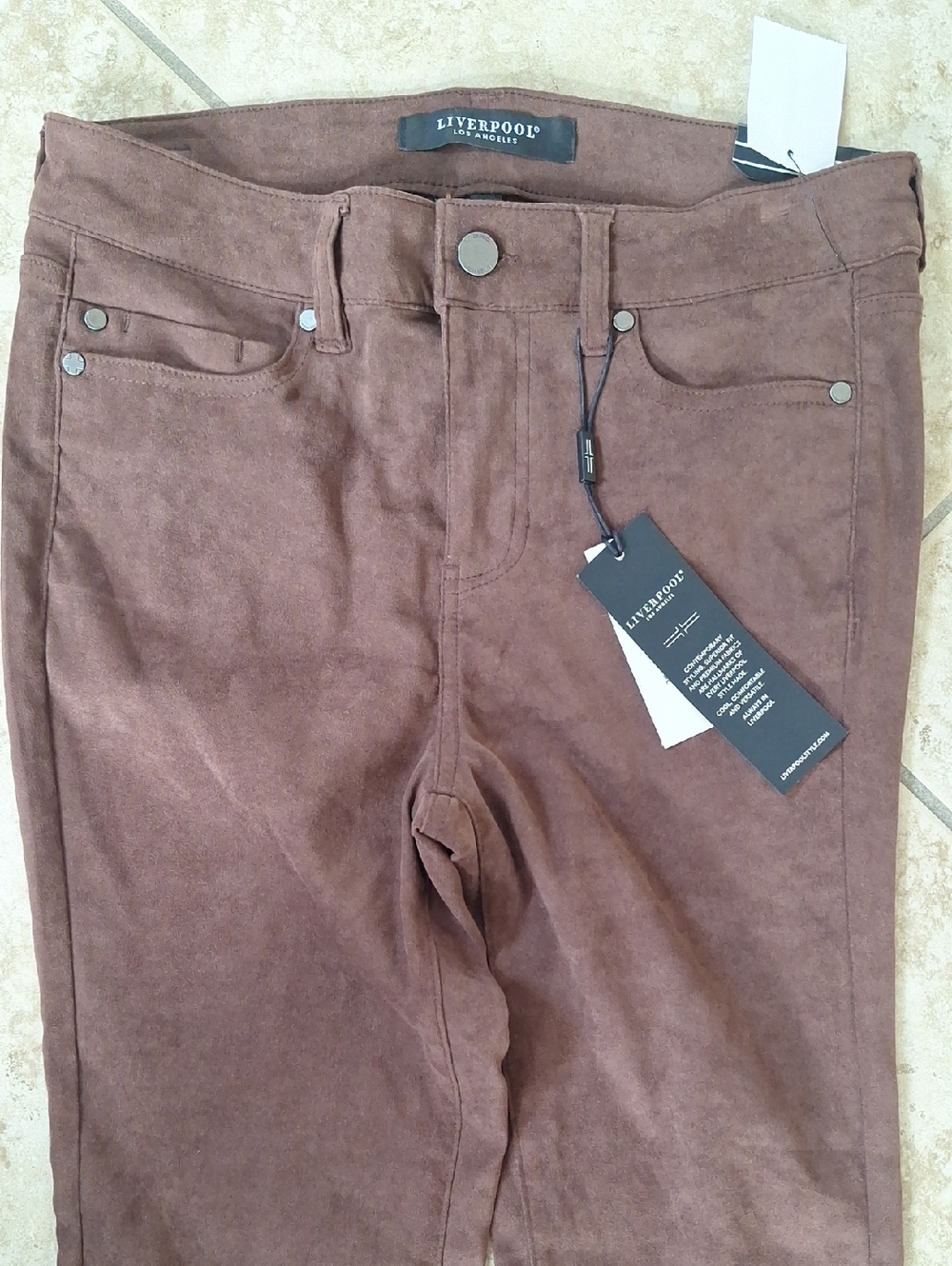 Liverpool Los Angeles Abby ankle Brown Faux SUede Women's Skinny Jeans.Size:4/27